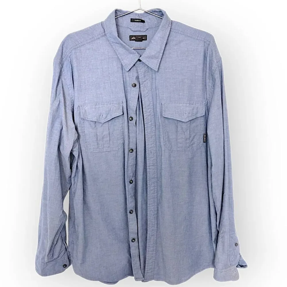 Eddie Bauer Mens Blue Oxford Long‎ Sleeves Sz XL Classicore Preppy Long Sleeves